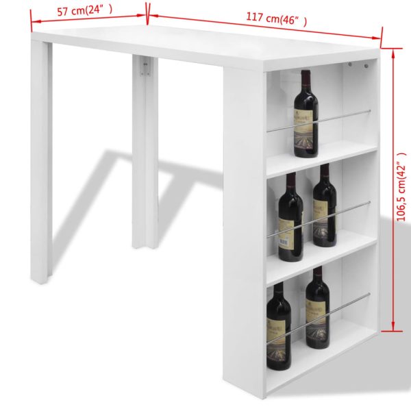 Bartafel Met Wijnrek Mdf Hoogglans Wit - Afbeelding 6