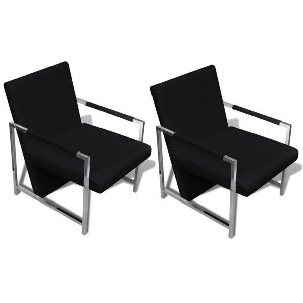 Fauteuils Met Chroom Frame Kunstleer - Afbeelding 2