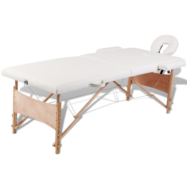 Inklapbare Massagetafel 2 Zones Met Houten Frame () - Afbeelding 11