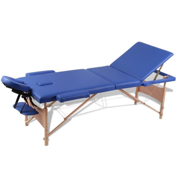 Inklapbare Massagetafel 3 Zones Met Houten Frame ()