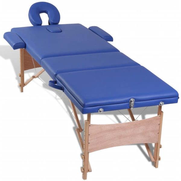 Inklapbare Massagetafel 3 Zones Met Houten Frame () - Afbeelding 7