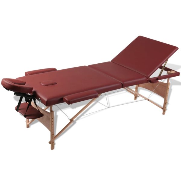 Inklapbare Massagetafel 3 Zones Met Houten Frame () - Afbeelding 9