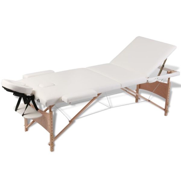 Inklapbare Massagetafel 3 Zones Met Houten Frame () - Afbeelding 10