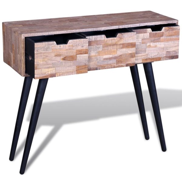 Wandtafel Met 3 Lades Gerecycled Teakhout - Afbeelding 3