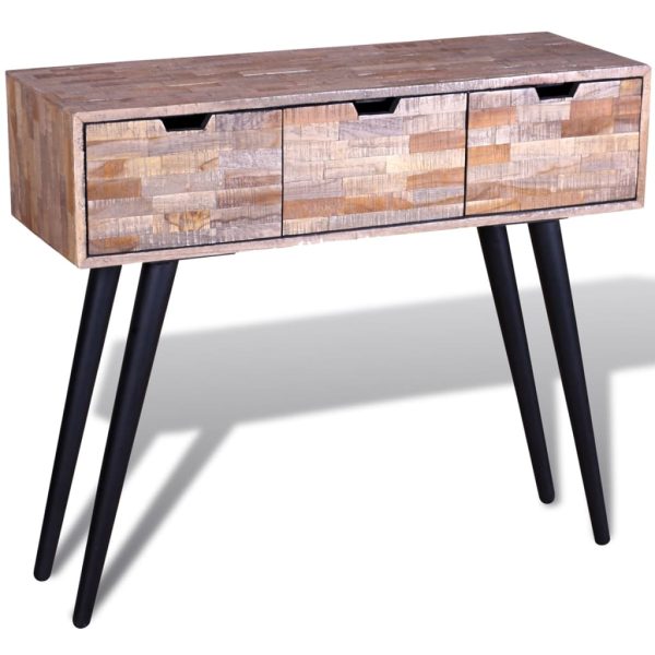 Wandtafel Met 3 Lades Gerecycled Teakhout - Afbeelding 5