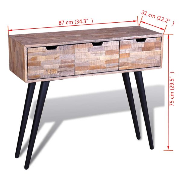 Wandtafel Met 3 Lades Gerecycled Teakhout - Afbeelding 9