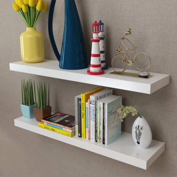 Wandplanken Mdf Zwevend Voor Boeken/Dvd 2 St Wit - Afbeelding 7