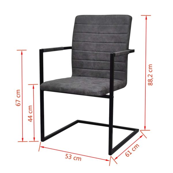 Eetkamerstoelen 2 St Kunstleer Grijs - Afbeelding 8