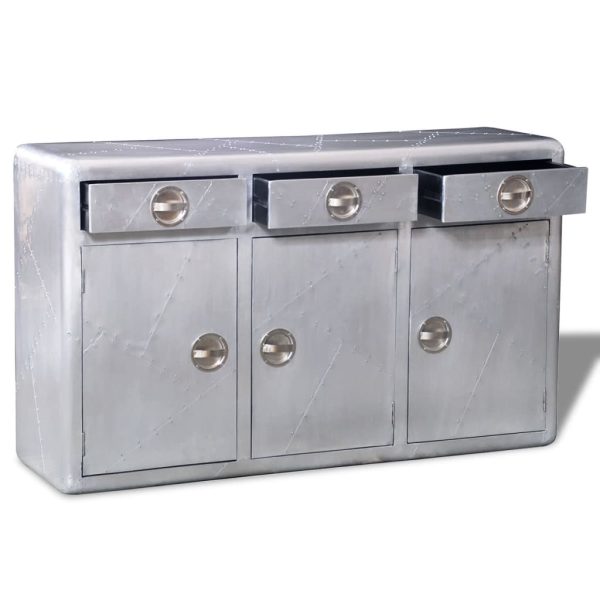 Dressoir Met 3 Lades Vintage Luchtvaartstijl Aluminium - Afbeelding 4