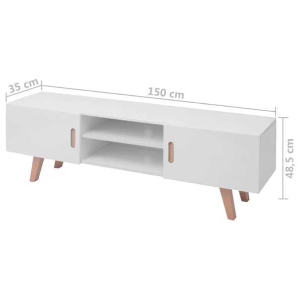 Tv-Meubel 150X35X48,5 Cm Mdf Hoogglans Wit - Afbeelding 6