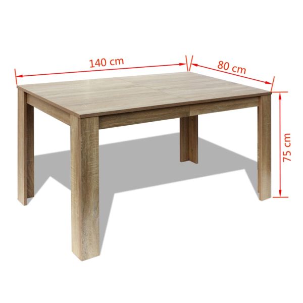 Eettafel 140X80X75 Cm Eikenkleurig - Afbeelding 5