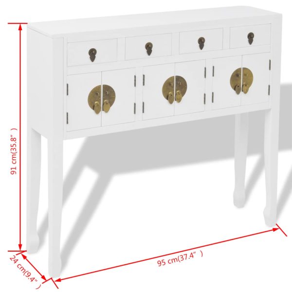 Dressoir Chinese Stijl Massief Hout Wit - Afbeelding 8