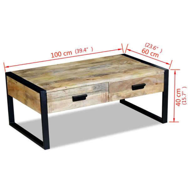 Salontafel Met 2 Lades Massief Mangohout - Afbeelding 8