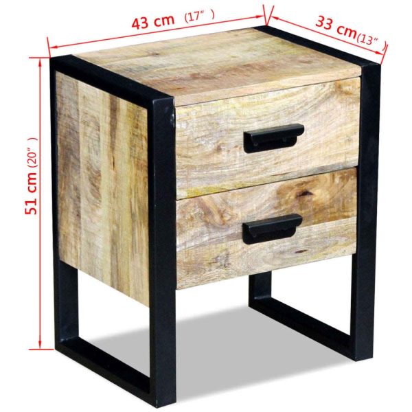 Bijzettafel Met 2 Lades 43X33X51 Cm Massief Mangohout - Afbeelding 8