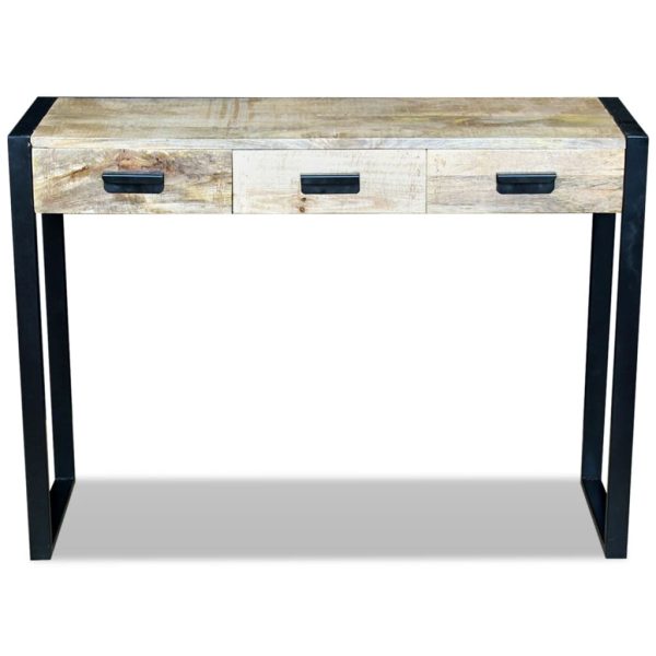 Wandtafel Met 3 Lades 110X35X78 Cm Massief Mangohout - Afbeelding 6