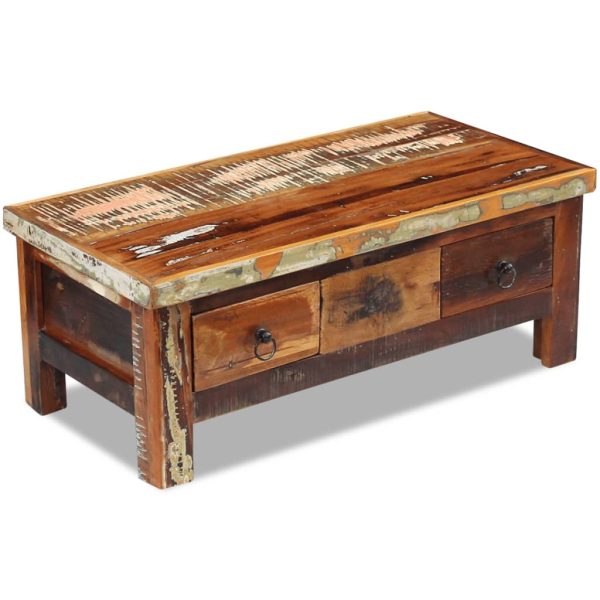 Salontafel Met Lades 90X45X35 Cm Massief Gerecycled Hout - Afbeelding 5