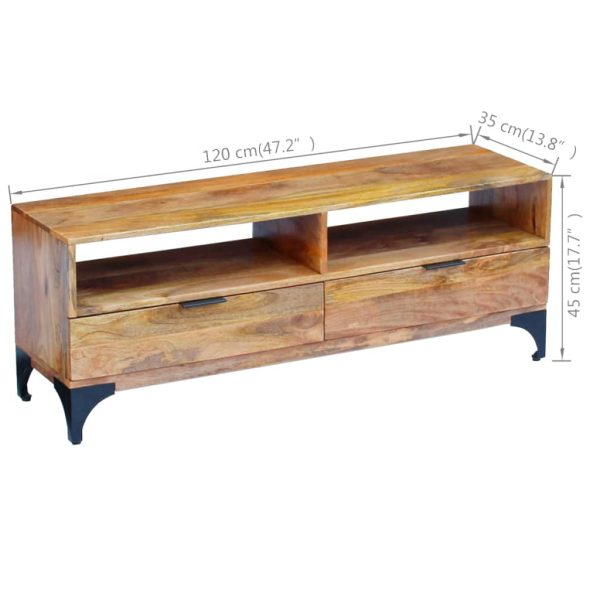 Tv-Meubel 120X35X45 Cm Mangohout - Afbeelding 6