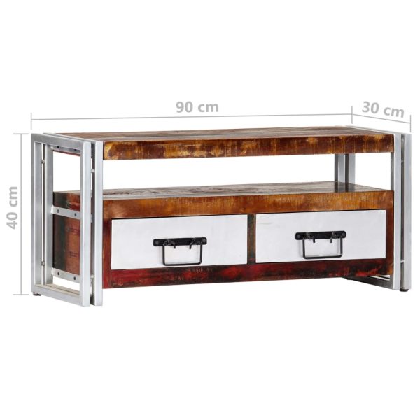 Tv-Meubel 90X30X40 Cm Massief Gerecycled Hout Donkerbruin - Afbeelding 7