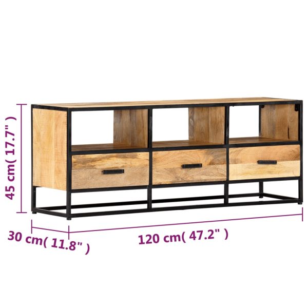 Tv-Meubel 120X30X45 Cm Massief Mangohout - Afbeelding 8