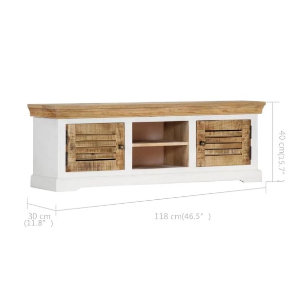 Tv-Meubel 118X30X40 Cm Massief Mangohout - Afbeelding 7