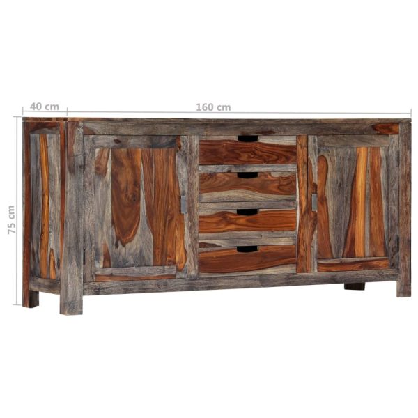 Dressoir 160X40X75 Cm Massief Sheeshamhout Grijs - Afbeelding 9