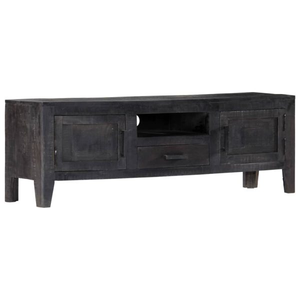 Tv-Meubel 118X30X40 Cm Massief Mangohout Zwart - Afbeelding 9