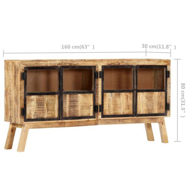 Dressoir 160X30X80 Cm Massief Ruw Mangohout Bruin En Zwart - Afbeelding 7