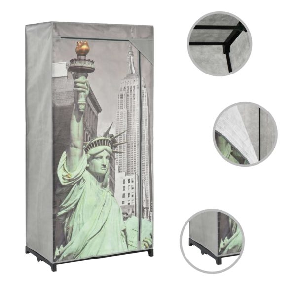 Kledingkast New York 75X45X160 Cm Stof - Afbeelding 2