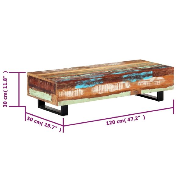 Salontafel 120X50X30 Cm Massief Gerecycled Hout En Staal - Afbeelding 6