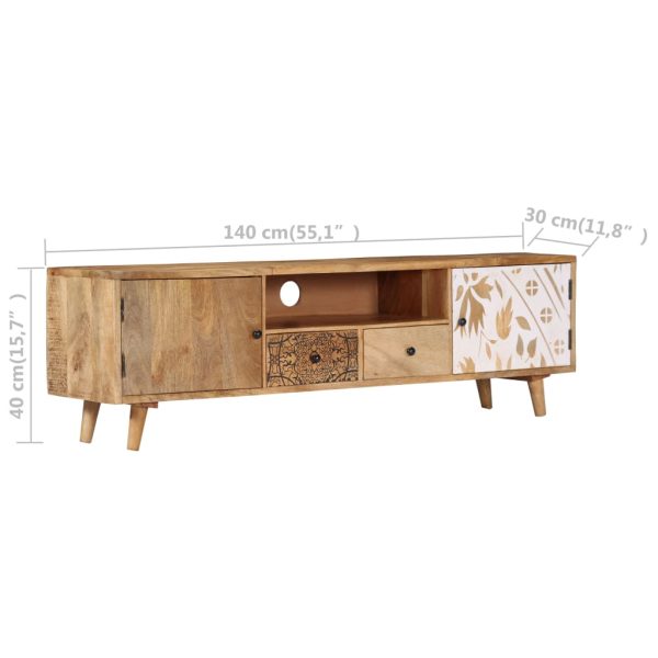 Tv-Meubel 140X30X40 Cm Massief Mangohout - Afbeelding 10