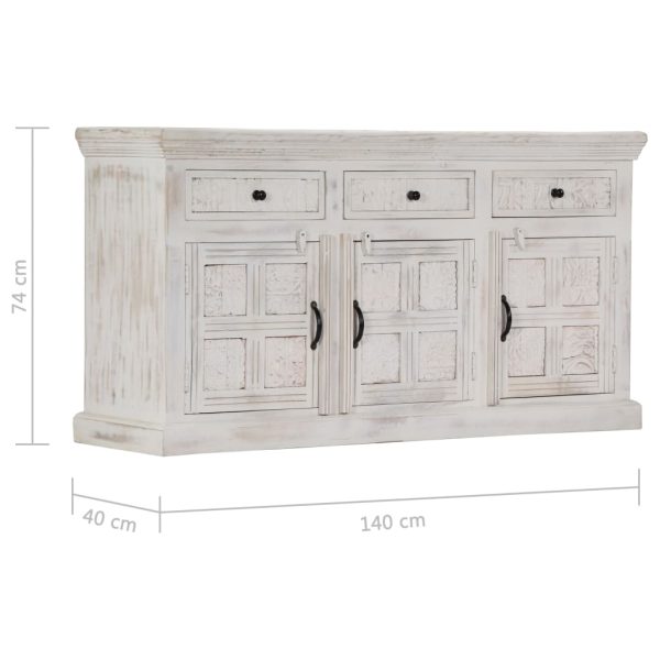 Dressoir Massief Mangohout Wit - Afbeelding 9