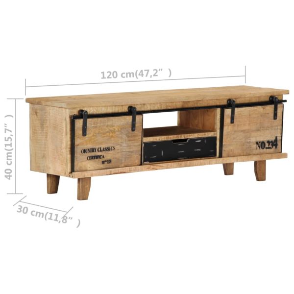 Tv-Meubel 120X30X40 Cm Massief Mangohout - Afbeelding 8