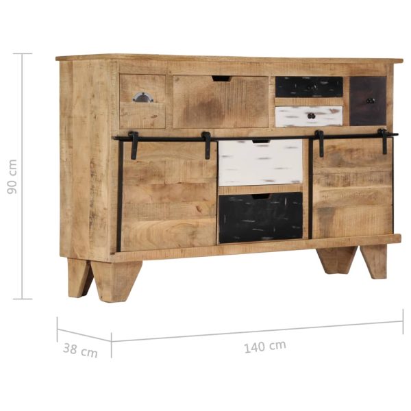 Dressoir 140X38X90 Cm Massief Mangohout Chroom - Afbeelding 8