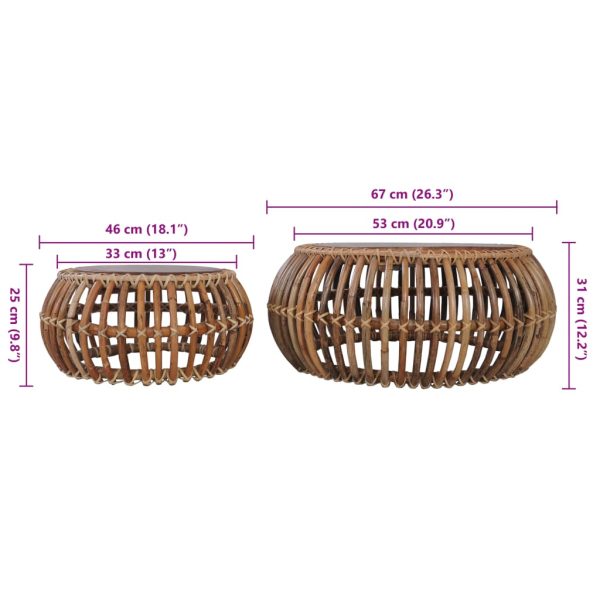 Salontafels 2 St Natuurlijk Rattan - Afbeelding 9