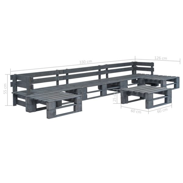 6-Delige Loungeset Pallet Hout - Afbeelding 3