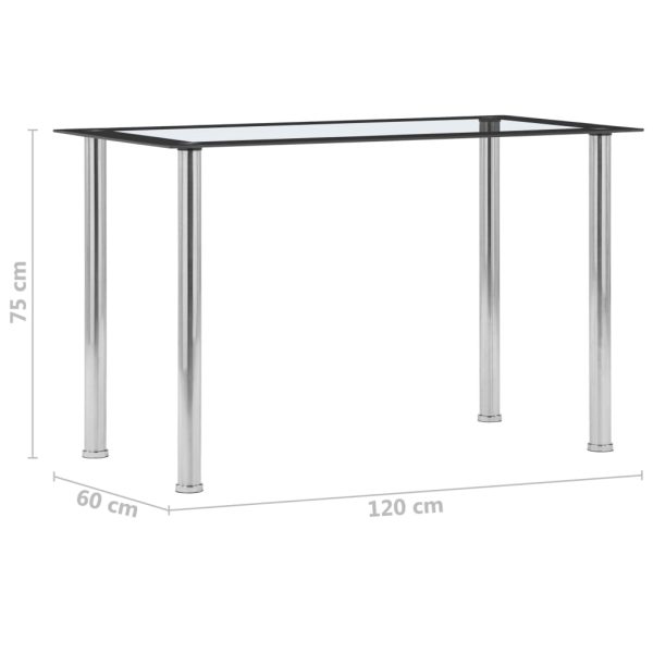 Eettafel 120X60X75 Cm Gehard Glas Zwart En Transparant - Afbeelding 5