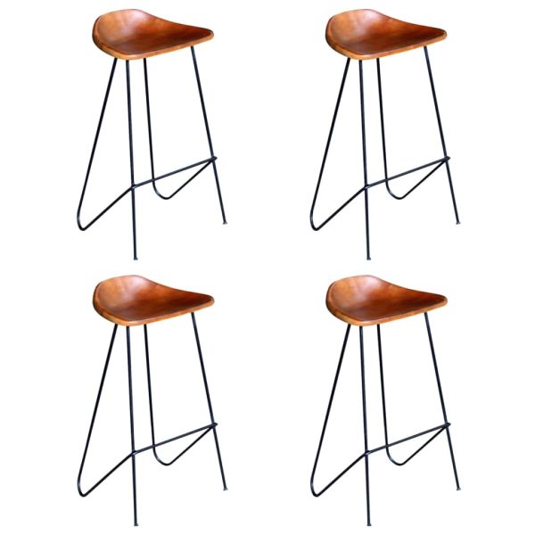 Barstoelen Echt Leer Zwart En - Afbeelding 6