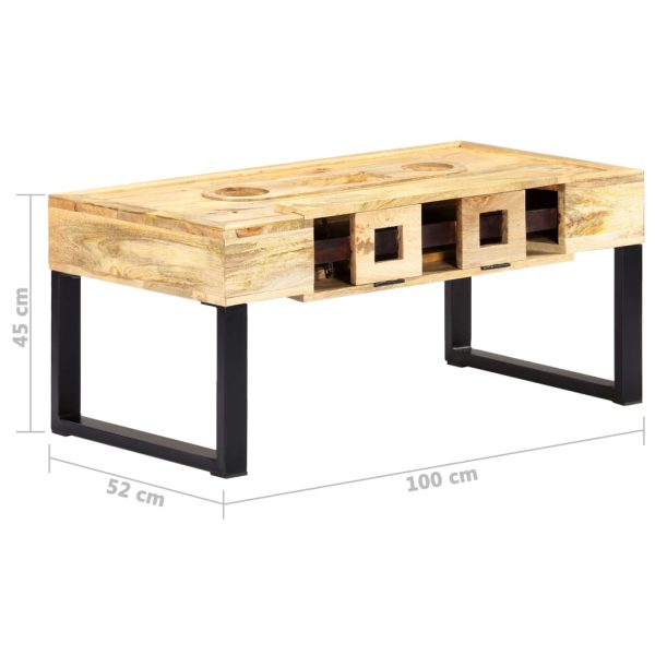 Salontafel Cassettestijl 100X52X45 Cm Massief Mangohout - Afbeelding 12