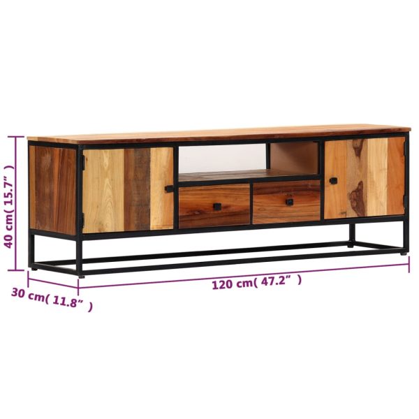 Tv-Meubel 120X30X40 Cm Massief Gerecycled Hout En Staal - Afbeelding 11