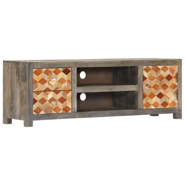 Tv-Meubel 120X30X40 Cm Massief Mangohout Grijs - Afbeelding 11