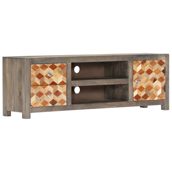 Tv-Meubel 120X30X40 Cm Massief Mangohout Grijs - Afbeelding 10