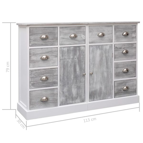 Dressoir Met 10 Lades 113X30X79 Cm Hout Grijs - Afbeelding 11