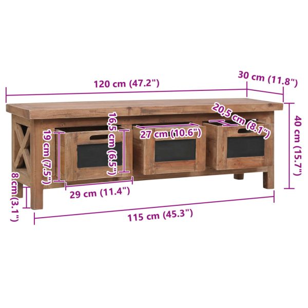 Tv-Meubel Met 3 Lades 120X30X40 Cm Massief Mahoniehout - Afbeelding 9