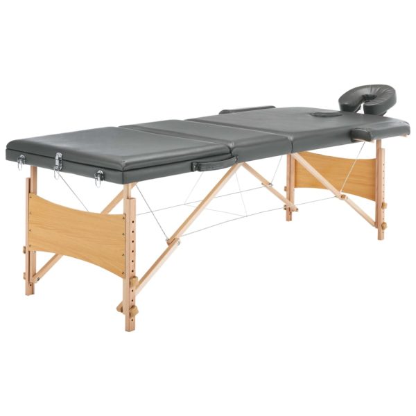 Inklapbare Massagetafel 3 Zones Met Houten Frame () - Afbeelding 11