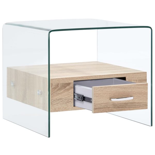 Salontafel Met Lade 50X50X45 Cm Gehard Glas - Afbeelding 3