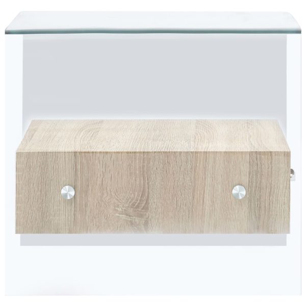 Salontafel Met Lade 50X50X45 Cm Gehard Glas - Afbeelding 4