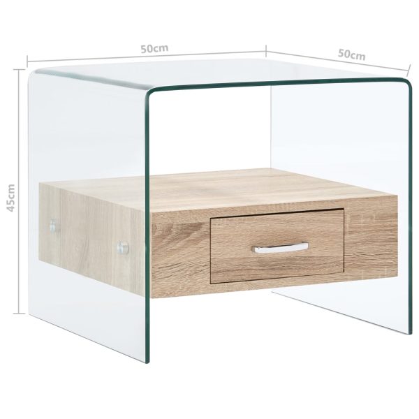 Salontafel Met Lade 50X50X45 Cm Gehard Glas - Afbeelding 6