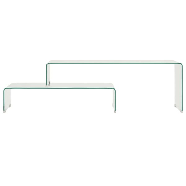 2-Delige Salontafelset 90X30X20/110X30X40 Cm Gehard Glas - Afbeelding 2