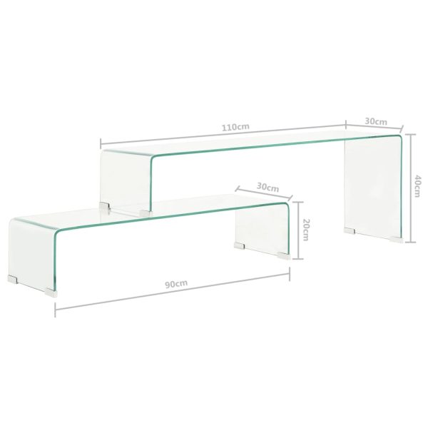 2-Delige Salontafelset 90X30X20/110X30X40 Cm Gehard Glas - Afbeelding 5