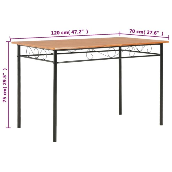 Eettafel 120X70X75 Cm Mdf Bruin - Afbeelding 8